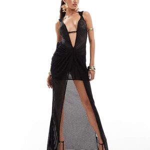 MURCI Black Mesh Maxi Dress